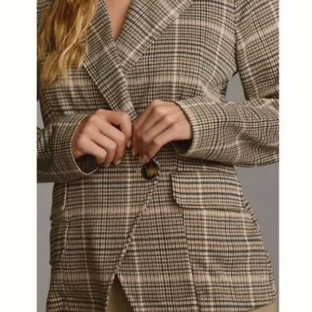 Anthropologie | Maeve Collegiate Plaid Knit Blazer | - Picture 2 of 10